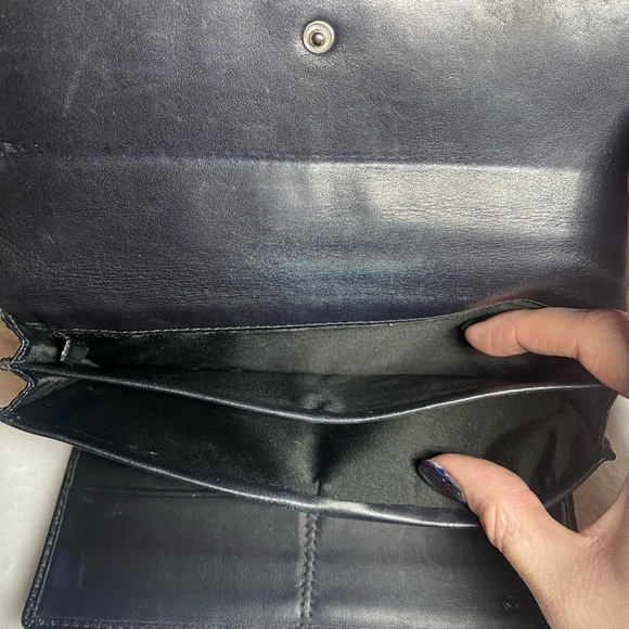 GUC Vintage Coach Signature Pleated Long Wallet Teal/Black - Picture 5 of 8